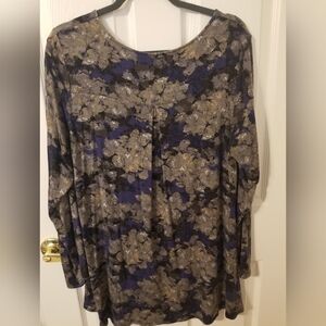 Intro. muted blue floral woman's top